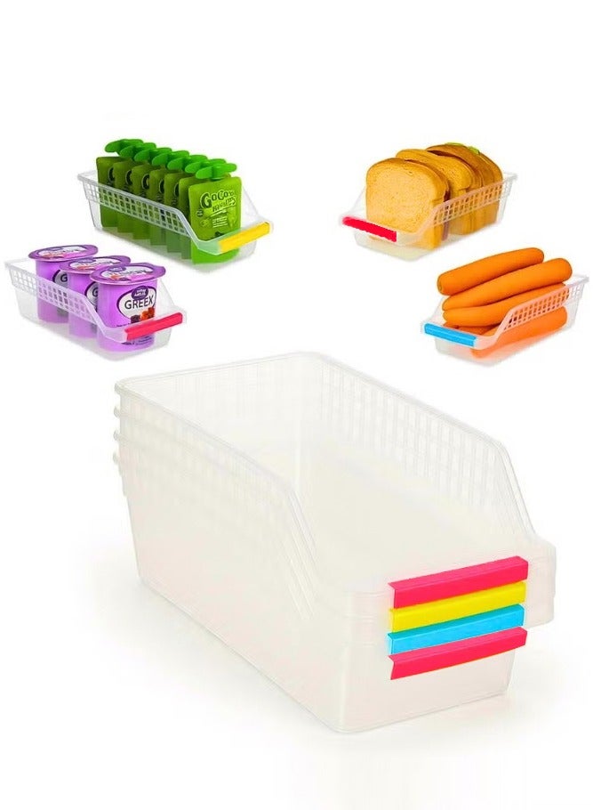 BELLSBERRY 4PCs Clear Stackable Refrigerator Storage Box – Multi-Purpose Food, Beverage & Bathroom Organizer Drawer - Image 1